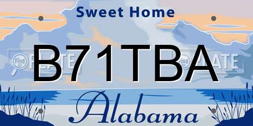 B71TBA Alabama License Plate