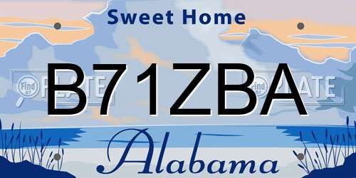 B71ZBA Alabama License Plate