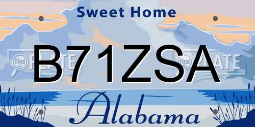 B71ZSA Alabama License Plate