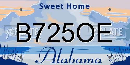 B725OE Alabama License Plate