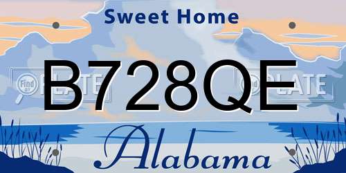 B728QE Alabama License Plate