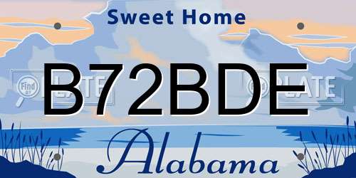 B72BDE Alabama License Plate