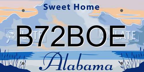 B72BOE Alabama License Plate