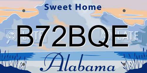 B72BQE Alabama License Plate