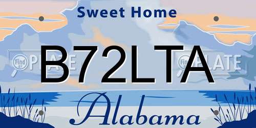 B72LTA Alabama License Plate