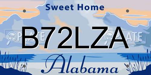 B72LZA Alabama License Plate