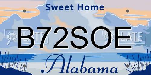 B72SOE Alabama License Plate