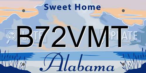 B72VMT Alabama License Plate