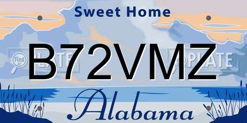 B72VMZ Alabama License Plate
