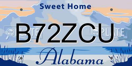 B72ZCU Alabama License Plate