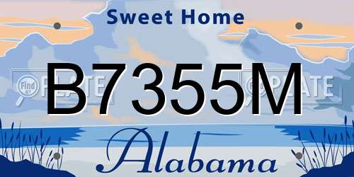 B7355M Alabama License Plate