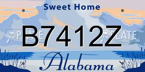 B7412Z Alabama License Plate