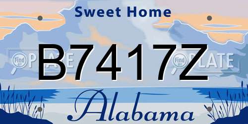 B7417Z Alabama License Plate