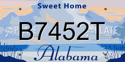 B7452T Alabama License Plate