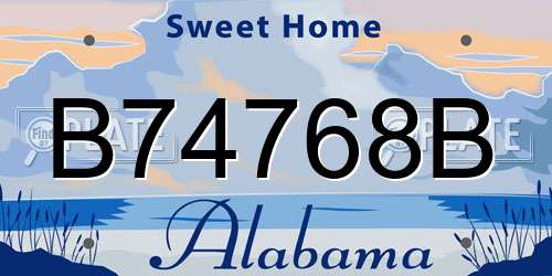 B74768B Alabama License Plate
