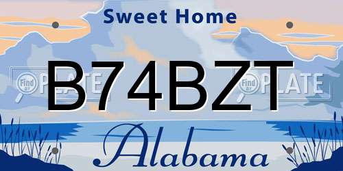 B74BZT Alabama License Plate