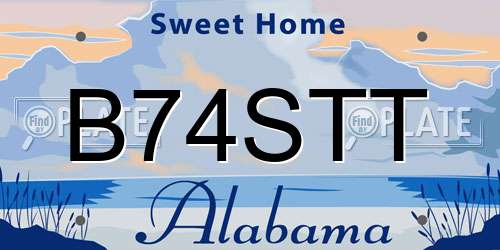 B74STT Alabama License Plate