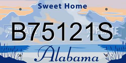B75121S Alabama License Plate
