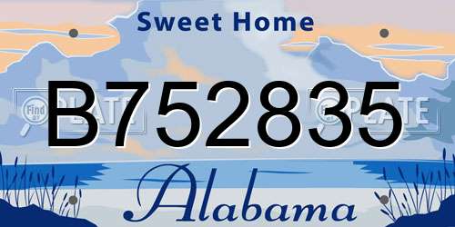 B752835 Alabama License Plate