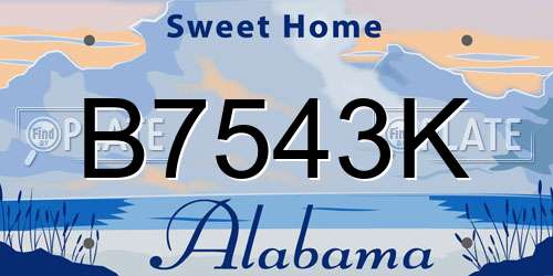B7543K Alabama License Plate