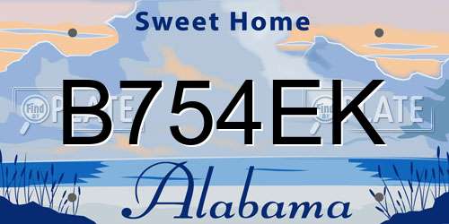 B754EK Alabama License Plate