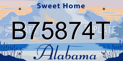 B75874T Alabama License Plate