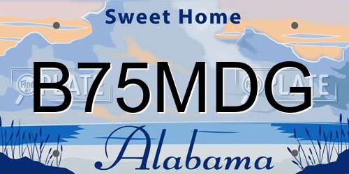 B75MDG Alabama License Plate