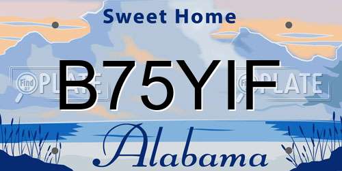 B75YIF Alabama License Plate