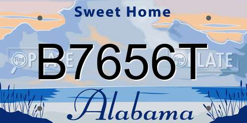 B7656T Alabama License Plate
