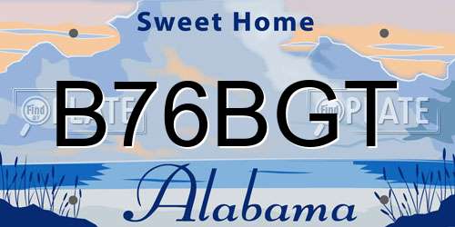 B76BGT Alabama License Plate