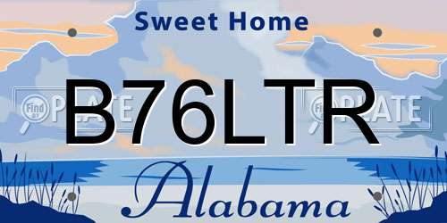 B76LTR Alabama License Plate