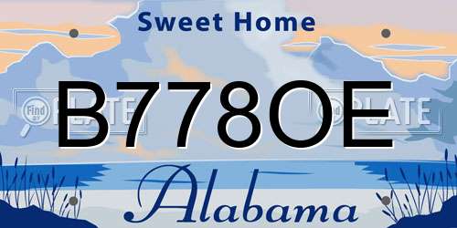 B778OE Alabama License Plate