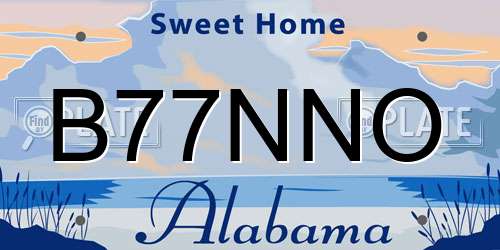 B77NNO Alabama License Plate