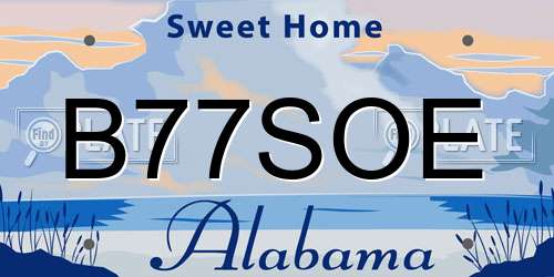B77SOE Alabama License Plate