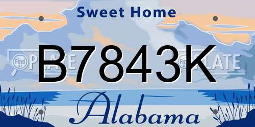 B7843K Alabama License Plate