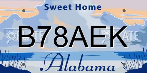 B78AEK Alabama License Plate