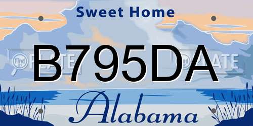 B795DA Alabama License Plate