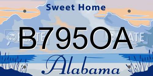 B795OA Alabama License Plate