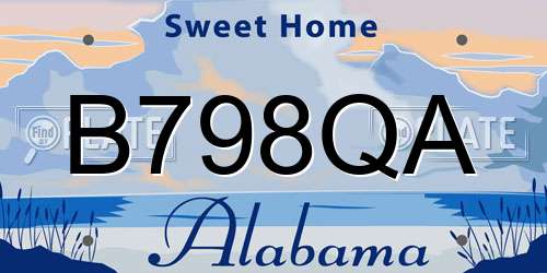 B798QA Alabama License Plate