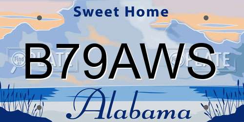 B79AWS Alabama License Plate
