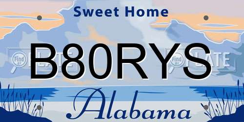 B80RYS Alabama License Plate