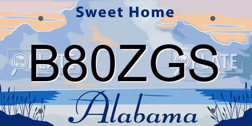 B80ZGS Alabama License Plate