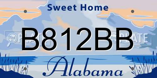 B812BB Alabama License Plate