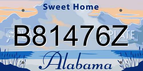 B81476Z Alabama License Plate