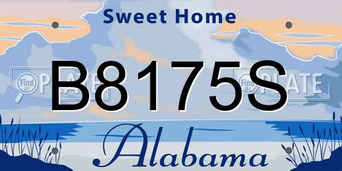 B8175S Alabama License Plate