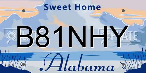 B81NHY Alabama License Plate