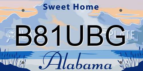 B81UBG Alabama License Plate
