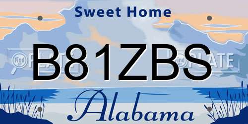 B81ZBS Alabama License Plate