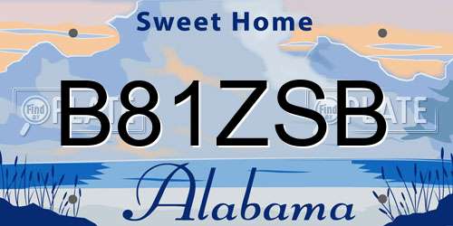 B81ZSB Alabama License Plate