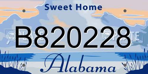 B820228 Alabama License Plate